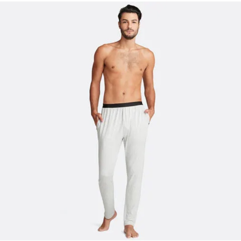 MeUndies White Jogger Sweatpants with Black Waistband